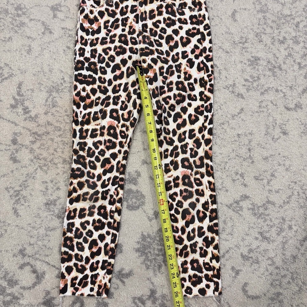 MOTHER Looker Ankle Fray Leopard Jeans High-Waisted Designer Anthro Like New 27 - Picture 9 of 13